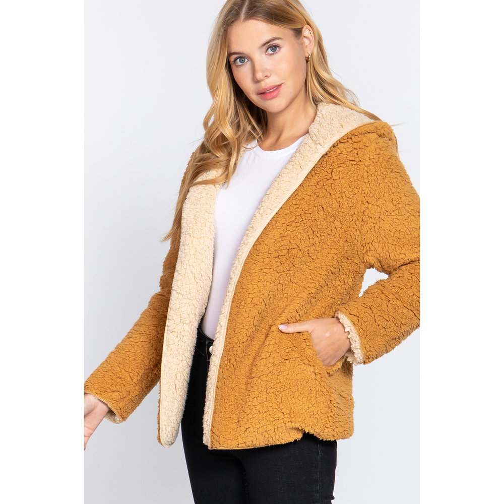 Hoodie Faux Fur Reversible Jacket - Picture 4 of 10